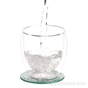 Tazza in vetro borosilicato a doppia parete per acqua